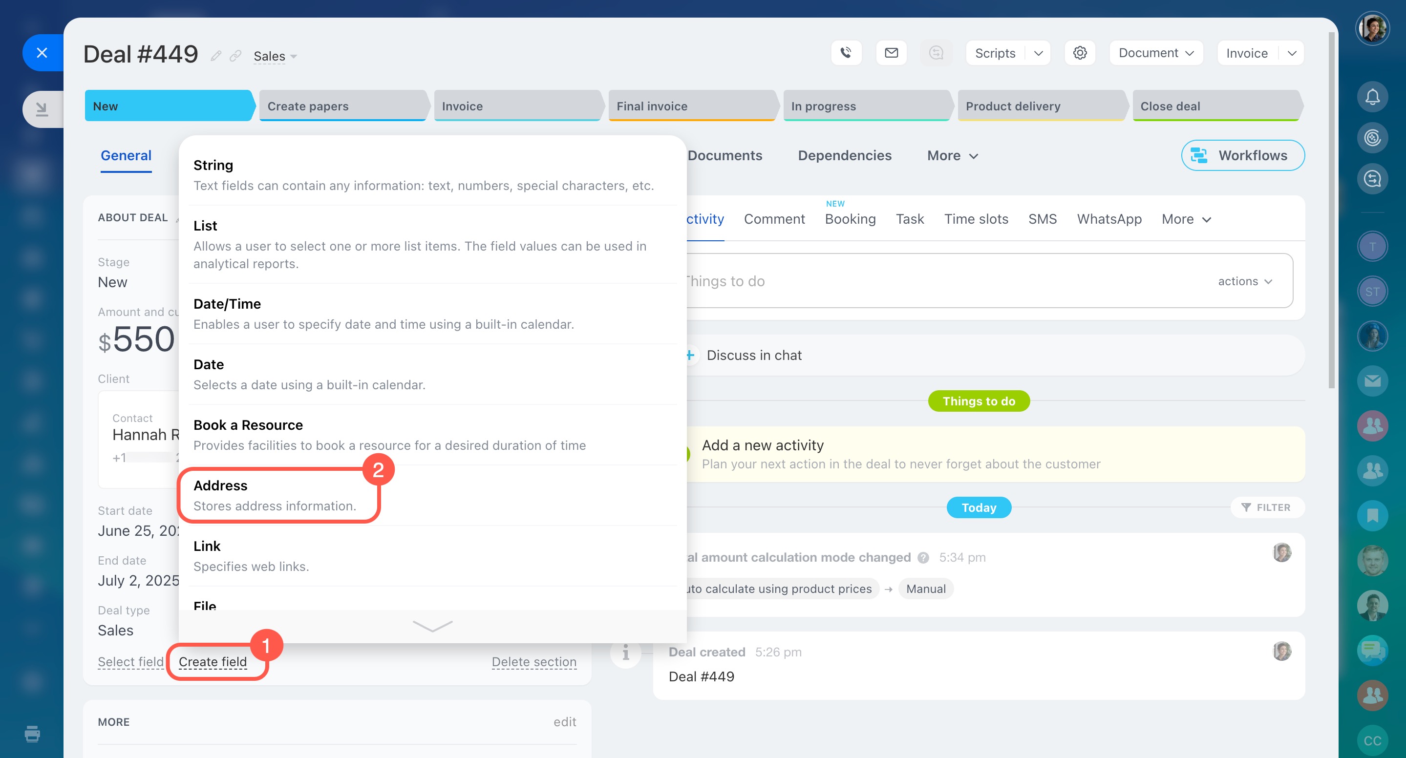 Create field Create field