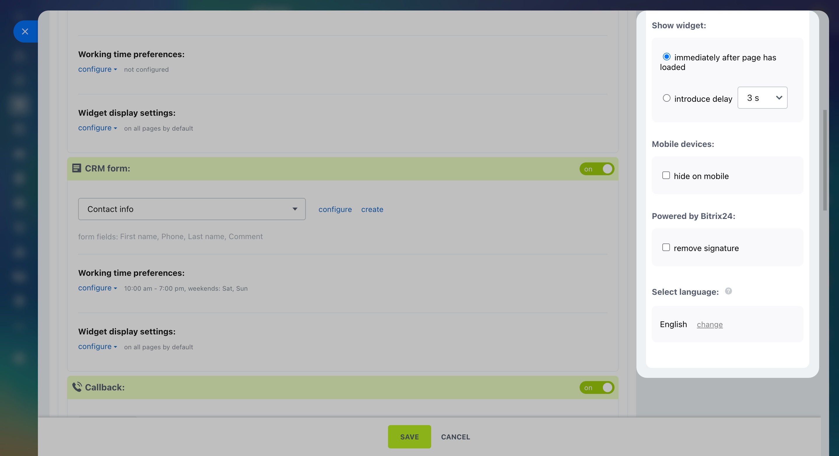 Show widget