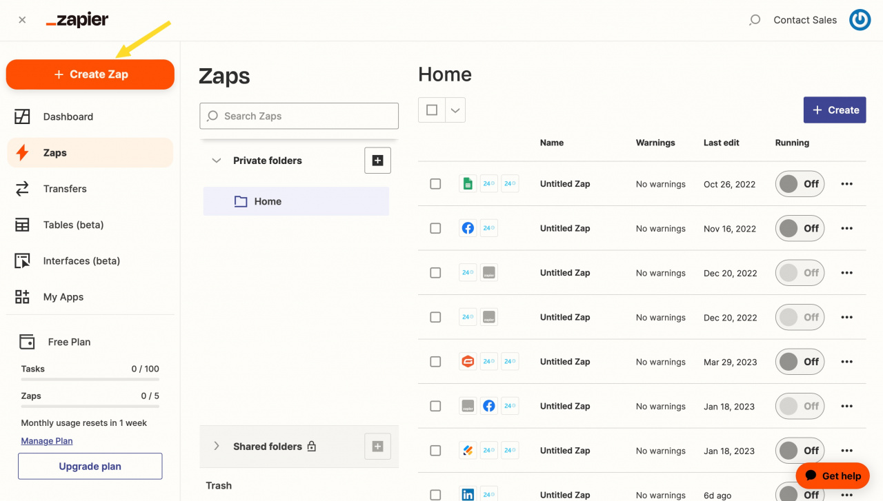 Zapier Dashboard