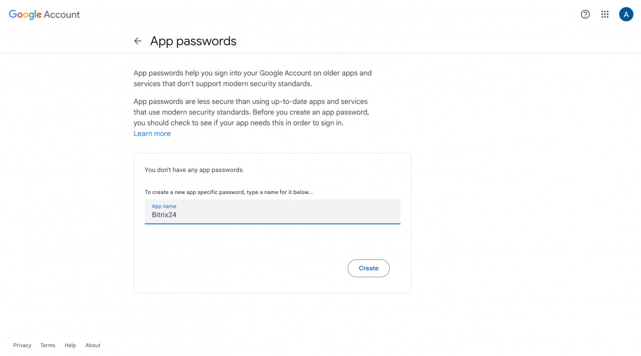 Create app password