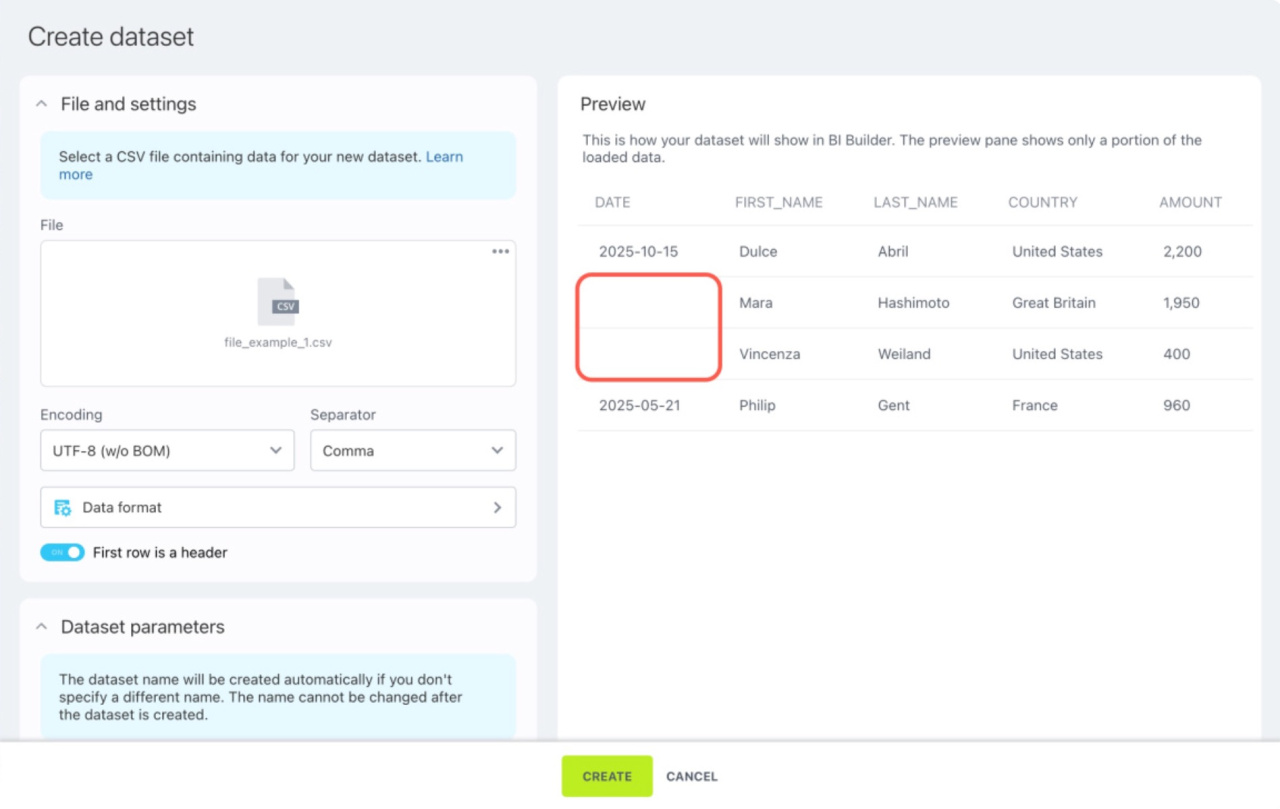 Empty fields Empty fields