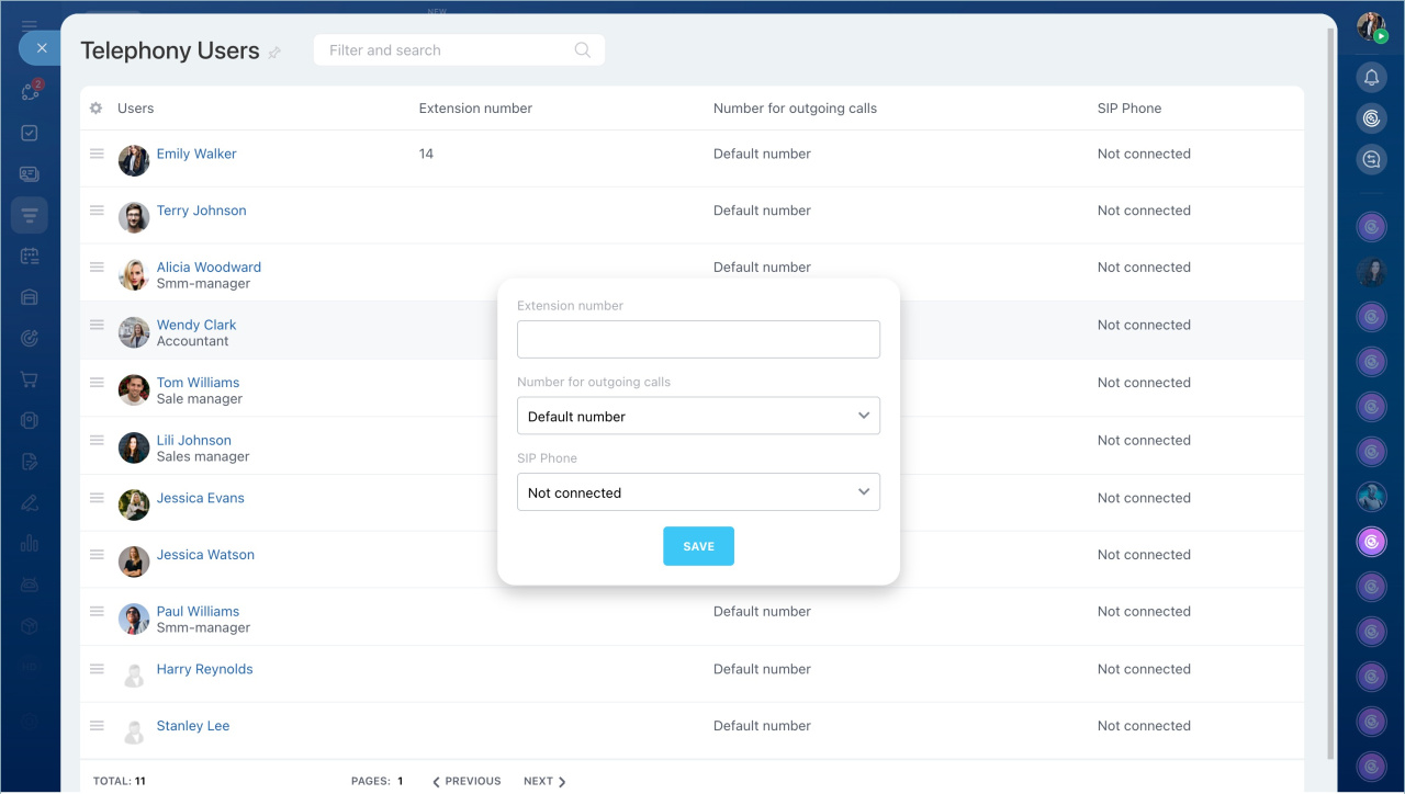 Number for outgoing calls Number for outgoing calls