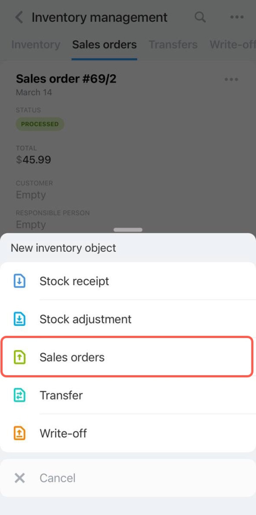 Sales orders