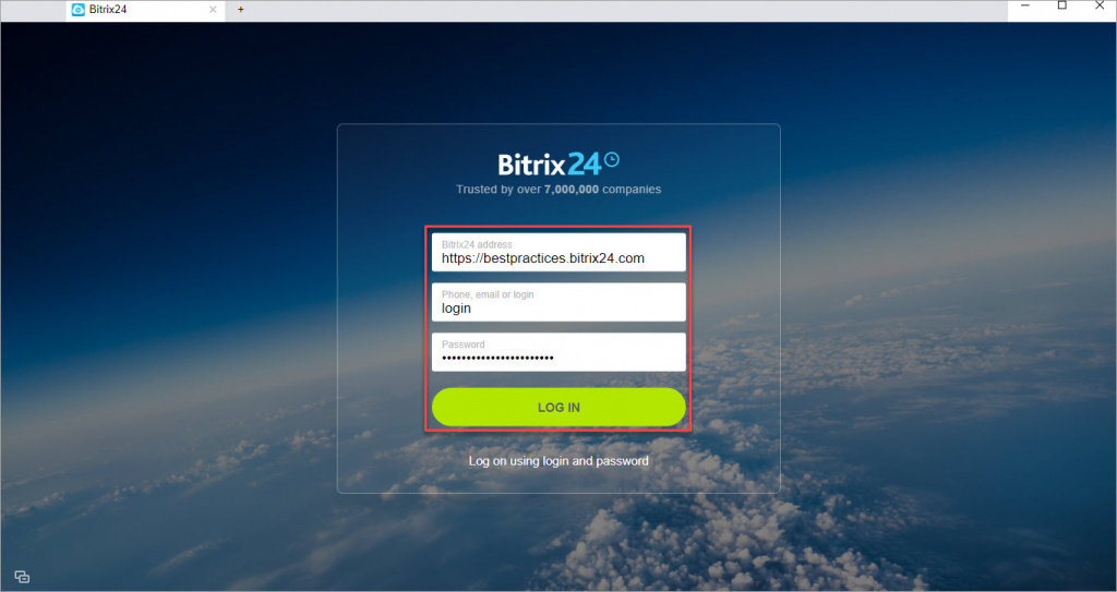 Log In To Bitrix24 Desktop Application
