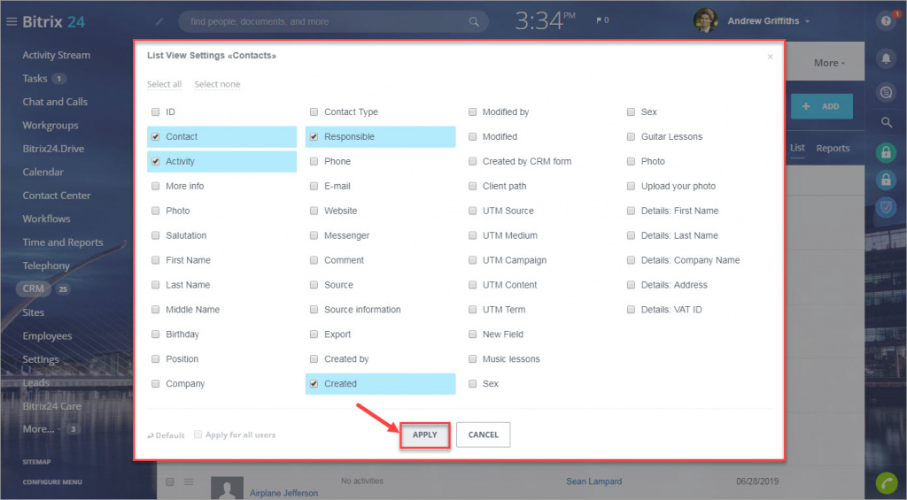 Export CRM data