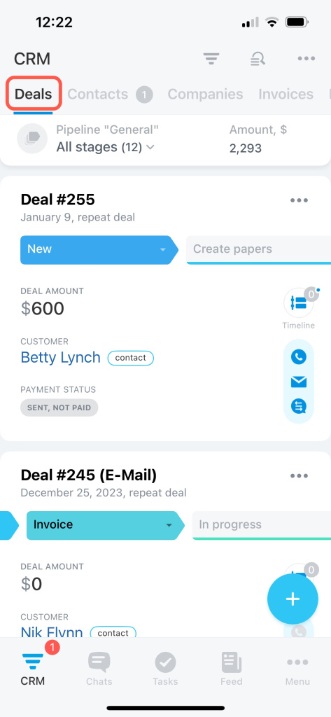 Deals section