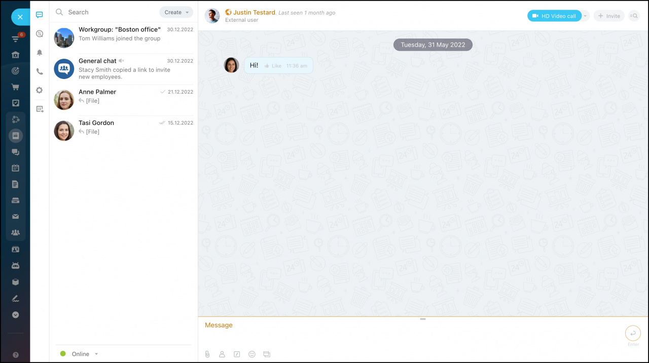 Chat with extranet user