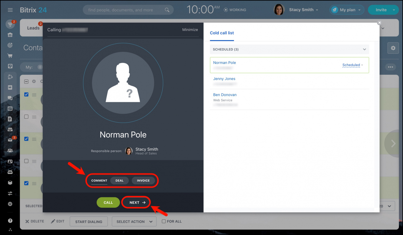Active call form